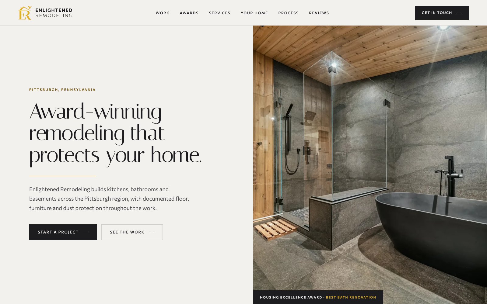 The new Enlightened Remodeling homepage concept