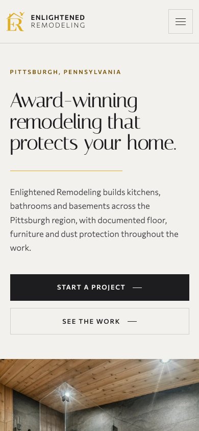 The new homepage on a phone
