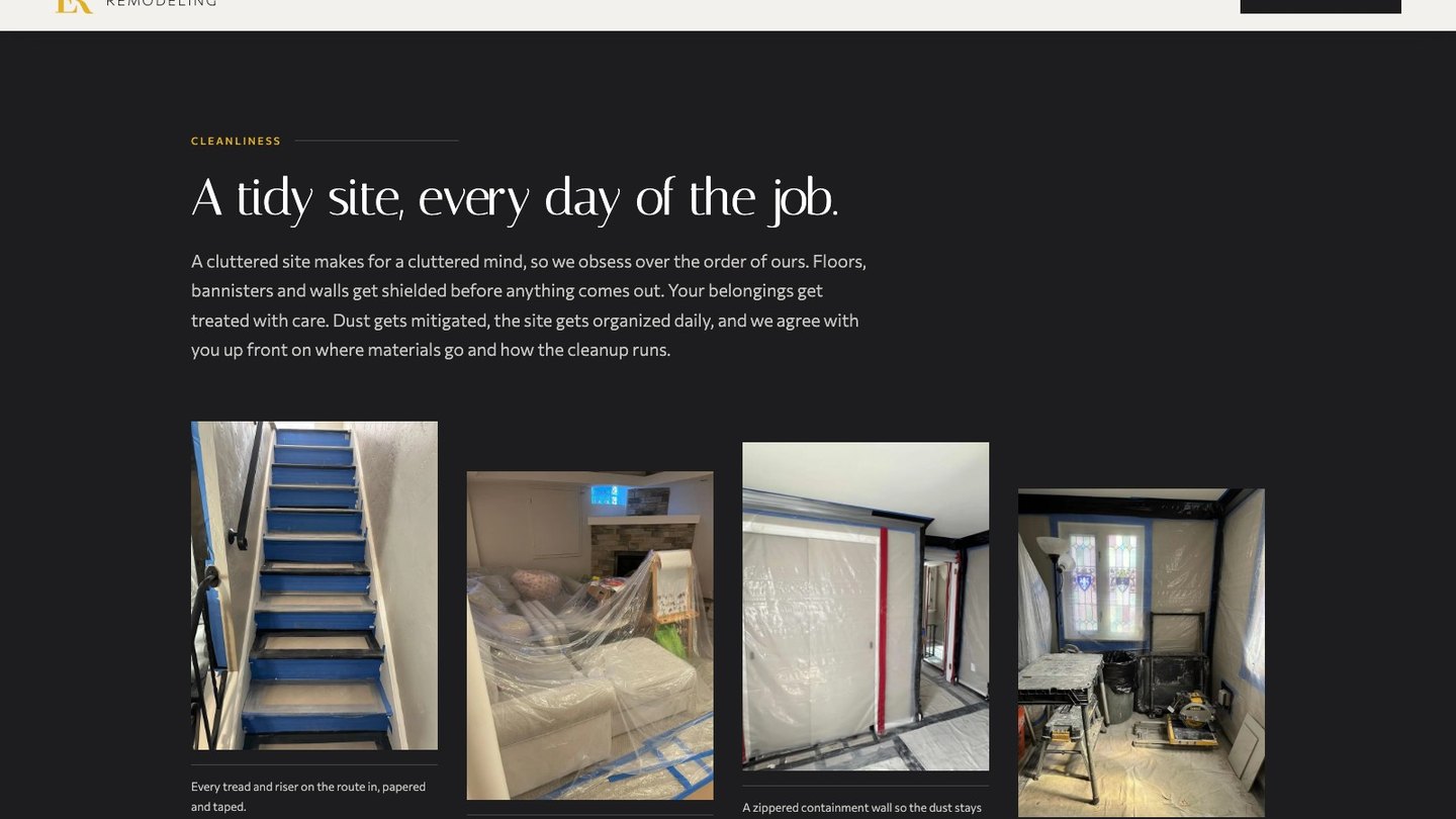 The jobsite protection section of the new homepage